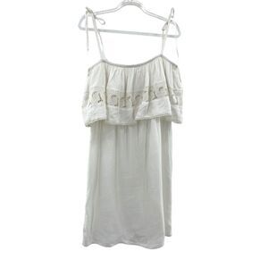 New L*Space Women's White Jaclyn Dress Large Boho Festival‎ Tie Sleeve Flowy